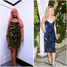 Load image into Gallery viewer, Betsey Johnson 2000 Devore beaded cowl neck dress ASO Kirsten Stewart