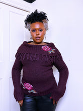Load image into Gallery viewer, Y2K needle point burgundy boat neck jumper
