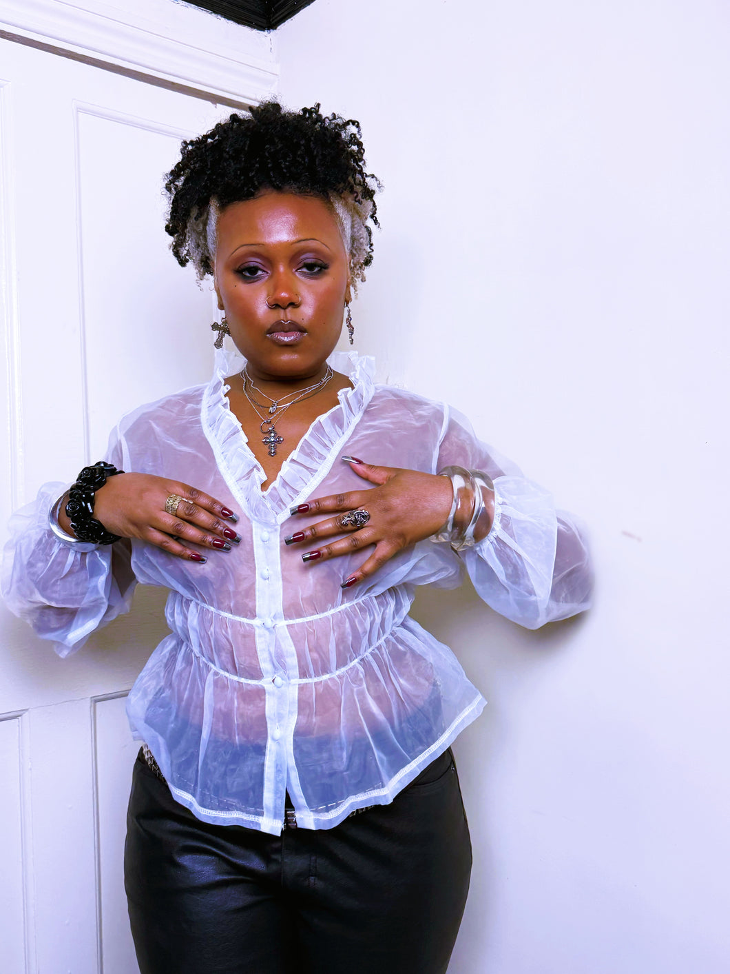 Chiffon puffy Victorian blouse