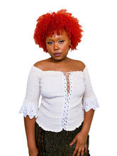 Load image into Gallery viewer, Shirred Broderie Anglaise Peasant Corset Top by Dody shop
