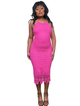 Load image into Gallery viewer, Vintage Rene Derhy Barbie pink crochet halter neck dress
