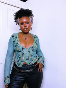90s silk beaded blouse