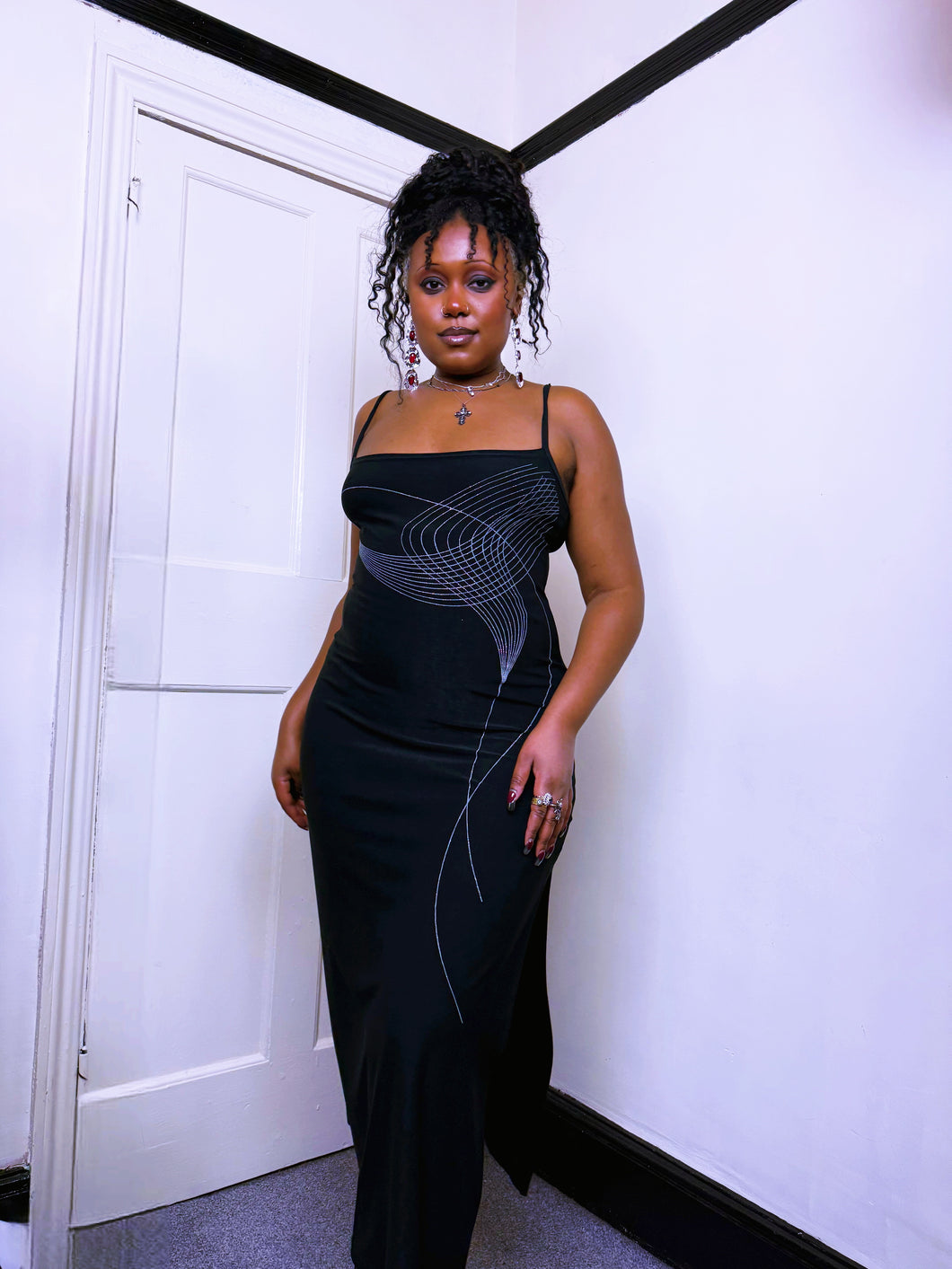 90s Topshop glitter print strappy dress