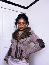 Load image into Gallery viewer, Archival Zone Bleue zip up faux fur cardigan
