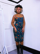 Load image into Gallery viewer, Vintage Mesh embroidered forest green dress by Karen Millen
