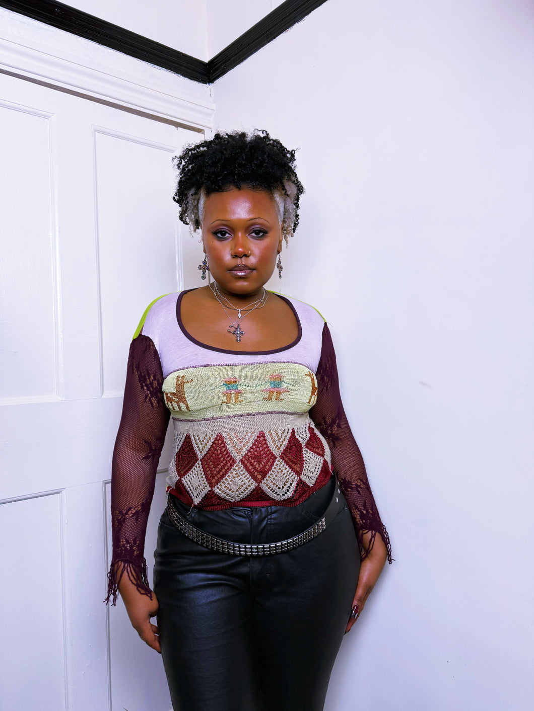 Y2K Harley Quinn mixed fabric Custo Barcelona top