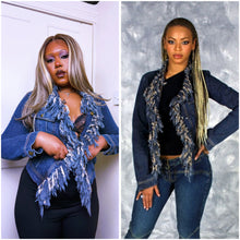 Load image into Gallery viewer, Plein Sud Fringe Denim jacket ASO Beyoncé 2001
