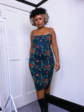 Load image into Gallery viewer, Vintage Mesh embroidered forest green dress by Karen Millen
