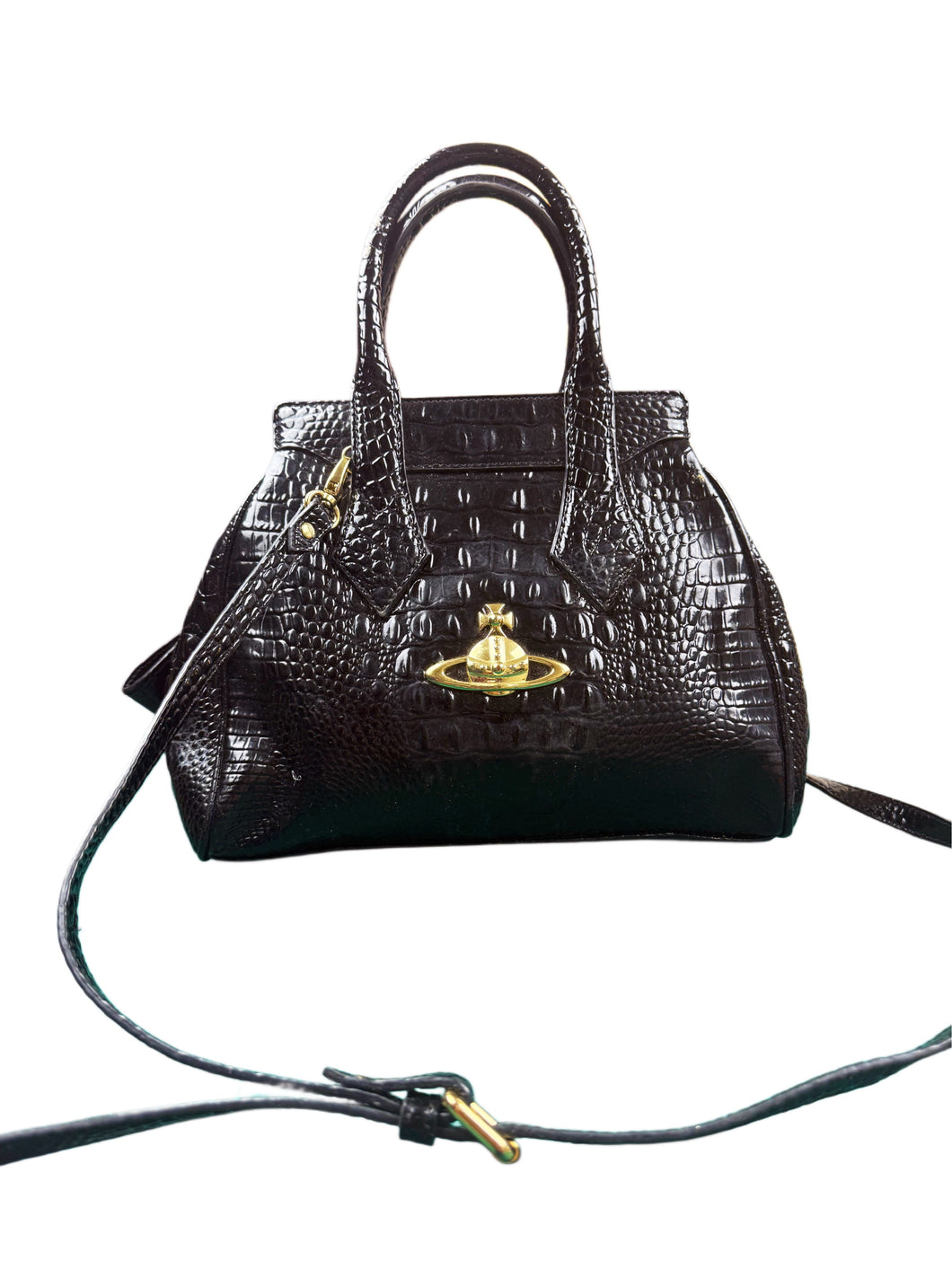 Black Vivienne Westwood snakeskin handbag