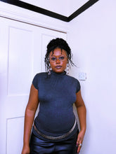 Load image into Gallery viewer, Y2K Grey keyhole turtle neck top
