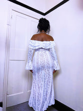 Load image into Gallery viewer, Vintage white lace Bardot dress
