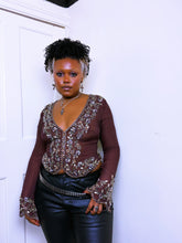 Load image into Gallery viewer, 90s chocolate brown silk blouse
