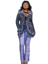 Load image into Gallery viewer, Archival Marl Knit and tartan print faux fur whimsigoth cardigan
