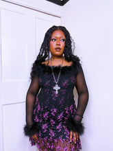 Load image into Gallery viewer, RARE! 1990s Betsey Johnson mesh marabou feather Skripper top
