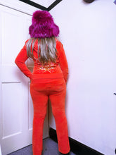 Load image into Gallery viewer, Lipsy 2008 label orange velour kickflare tracksuit set
