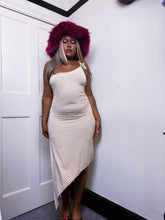 Load image into Gallery viewer, Lipsy 1996 label asymmetrical beige dress with slit
