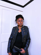 Load image into Gallery viewer, 2010s Indie Sleaze military leather jacket
