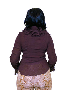 Y2K Xanaka Ruffled Chocolate Blouse