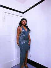 Load image into Gallery viewer, Vintage Skull Print Halter Dress Silk ruffle ASO Shakira at the AMA’s 2005
