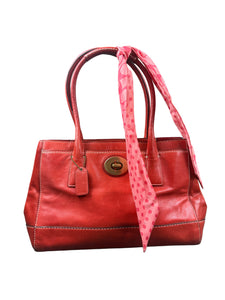 Y2K Leather coral Coach bag with scarf￼