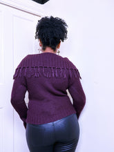 Load image into Gallery viewer, Y2K needle point burgundy boat neck jumper
