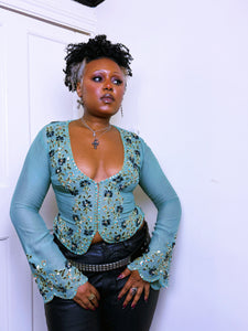 90s silk beaded blouse