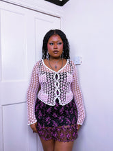 Load image into Gallery viewer, Betsey Johnson New York Baby pink crochet cardigan
