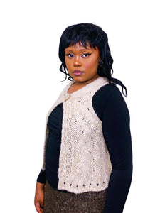 Y2K Crochet Knit Sleeveless Cardigan