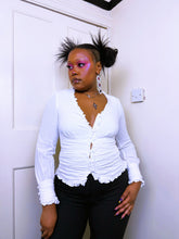 Load image into Gallery viewer, Y2K cotton ruched Joe Brown button up blouse
