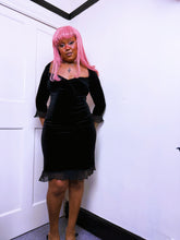 Load image into Gallery viewer, Betsey Johnson plush black velvet midi dress
