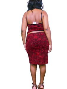 90s Leopard print red Mesh Co-ord set by L!psy