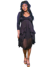 Load image into Gallery viewer, Y2K Archival Chocolate Silk ruffled dress
