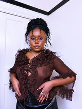 Load image into Gallery viewer, Y2K chocolate brown ruffled blouse
