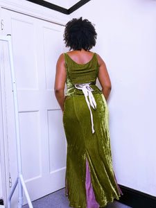 Vintage Green velvet and silk Maxi Skirt (SKIRT ONLY)