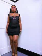Load image into Gallery viewer, 1990s Betsey Johnson Black Mesh and nude illusion dress
