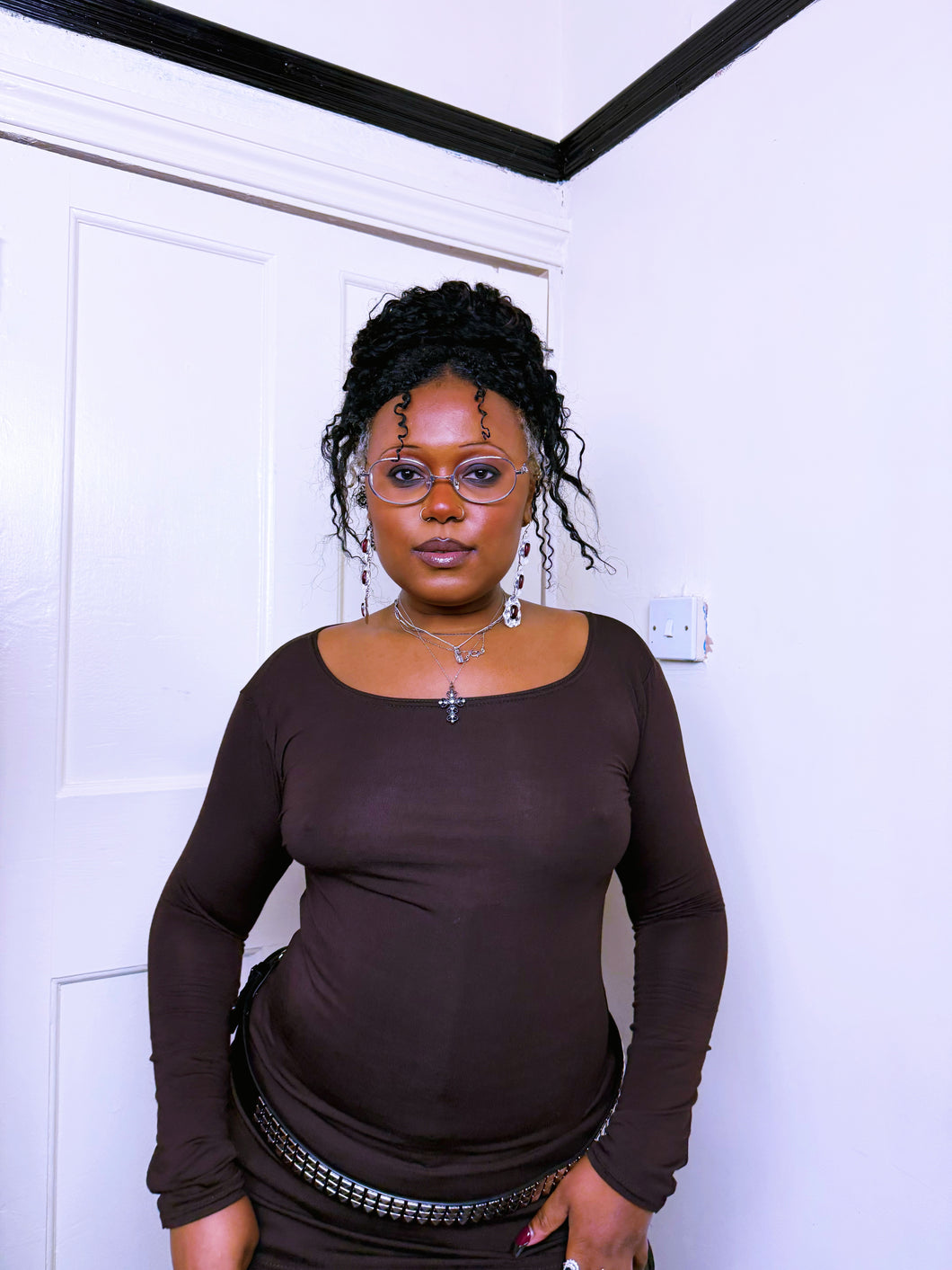 Y2K Deadstock chocolate brown long sleeve top