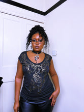 Load image into Gallery viewer, AW07 Allsaints metal cap sleeve top
