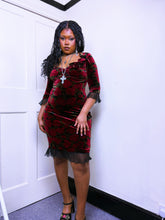 Load image into Gallery viewer, 90s Betsey Johnson New York Velvet dress Alt design ASO Rory Gilmore
