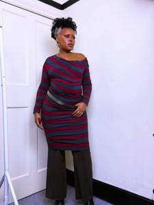 Y2K Striped Cowl Neck dress
