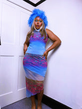 Load image into Gallery viewer, Lipsy 1997 label mesh Poppyfield asymmetrical dress ￼
