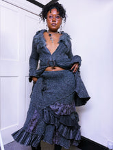 Load image into Gallery viewer, Marl knit  asymmetrical ruffled whimsical skirt by juju &amp; Christine
