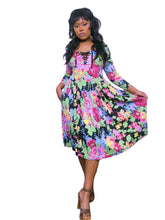 Load image into Gallery viewer, Vintage 1980s Betsey Johnson Floral Lace up dress
