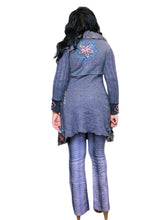Load image into Gallery viewer, Y2K Grey Faux Fur Embroidered Whimsigoth Cardigan
