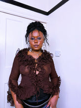 Load image into Gallery viewer, Y2K chocolate brown ruffled blouse
