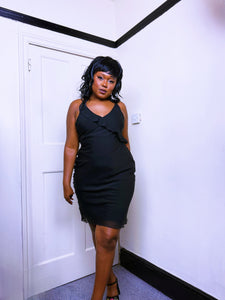 90s ruffle little black dress