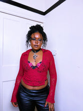 Load image into Gallery viewer, Vintage red lace wrap top
