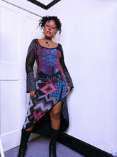 Load image into Gallery viewer, Legatte whimsical geometric bell sleeve slit dress
