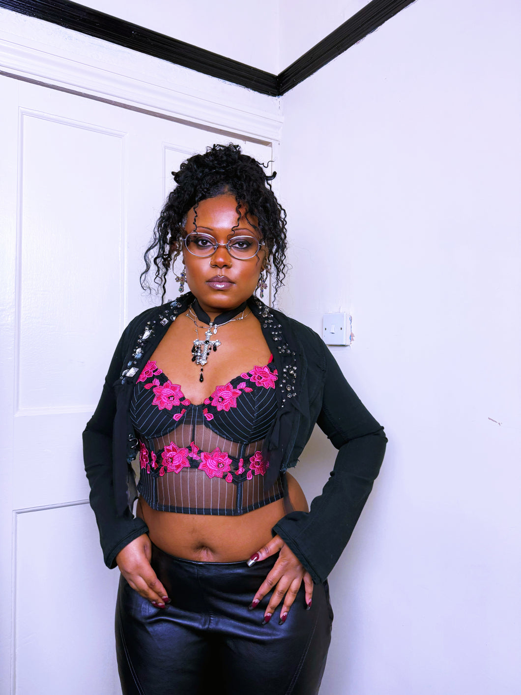 Late 2000s Hook and eye cropped jacket