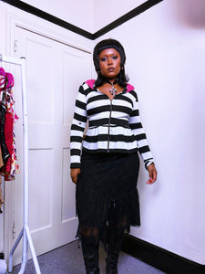 Y2K emo peplum striped Hoody