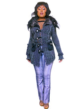 Load image into Gallery viewer, Y2K Marl knit faux fur belted cardigan
